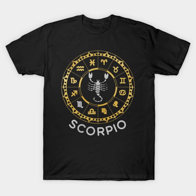 Scorpio Zodiac Circle T-Shirt by Whimsical Frank